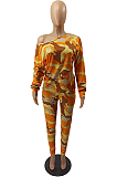 Casual off-the-shoulder long sleeve camouflage suit H1538