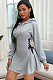 Sexy Polyester Long Sleeve Hooded Bind Mini Dress  KK8226