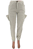 Simplee Polyester Spliced Hollow Out Mid Waist Long Pants  CYY8596