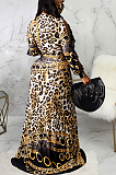 Modest Elegant Sexy Leopard Deep V Neck Long Dress SMR9741
