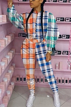 Casual check contrast suit H1549