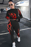 Casual Polyester Long Sleeve The Flame Pattern Lovely Two-Piece NYF8017