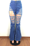 Casual make old ripped, worsted sexy stretch flared jeans LA3220