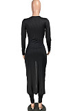 Casual Polyester Deep V Neck Spliced Rib Cape Two-Piece W8327