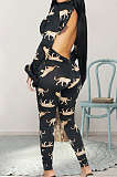 Sexy Polyester Animal Graphic Long Sleeve Halterneck Bodycon Jumpsuit  WT9022