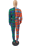 Casual checked Mosaic printed fashion suit H1545