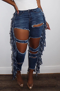 Casual ripped midriff jeans JLX6011