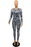 Casual fashion dollar print sexy jumpsuit H1518