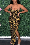 Casual fashion sexy leopard print wrap chest and back dress JLX2082