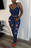 Casual style sexy jeans with embroidered letter patterns suit LA3219