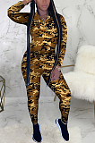 Casual Sporty Simplee Camo Long Sleeve Stand Collar Pants Sets SMR9702