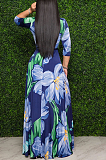 Elegant Sexy Simplee Floral Geometric Graphic Half Sleeve Deep V Neck Long Dress SMR9719