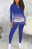 Casual Sporty Simplee Long Sleeve Round Neck Skinny Pants Sets SMR9735