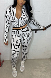 Casual Sexy Simplee Zebra Stripe Long Sleeve Crop Top Skinny Pants Sets WXY8802