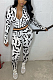 Casual Sexy Simplee Zebra Stripe Long Sleeve Crop Top Skinny Pants Sets WXY8802