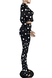 Casual Modest Simplee Polka Dot Long Sleeve High Neck Sets WXY8508