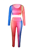 Casual Modest Simplee Tie Dye Long Sleeve Round Neck Pants Sets QQM4121