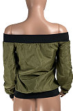 Casual  A word shoulder Long Sleeve zipper Winter clothing Coat W8331