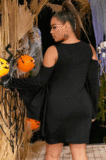 Halloween Sexy Polyester Batwing Sleeve Scoop Neck SN3895