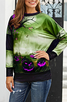 Halloween Casual Cute Simplee Letter Long Sleeve Round Neck Top LWY2361