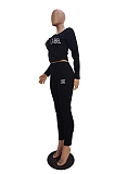 Casual Modest Simplee Long Sleeve Deep V Neck Pants Sets TRS1073