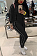 Casual Modest Simplee Patchwork Long Sleeve Lapel Neck Sweat Pants Sets T3564