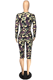 Casual Sexy Simplee Camo Long Sleeve Round Neck  Bodycon Jumpsuits LMM8196