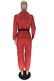 Casual Modest Simplee Long Sleeve Lapel Neck Belted Overall Jumpsuit TZ10832