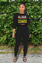 Fashion Black Print Long Sleeve Pants Sets BBN107