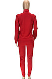 Fashion Autumn And Winter Pure Color Zipper Pocket Long Sleeve Long Pants Sporty Sets  SM9113