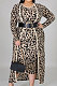 Casual Polyester Leopard Long Sleeve Coat Sundress Sets NY5059