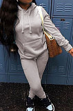 Sporty Pure Color Fleece Hoodie Long Sleeve Long Pants Sets  ABL6626