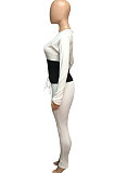Sporty Polyester Rib Bind Spliced Autumn And Winter Sport Jumpsuit  NK183