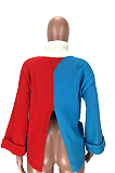 Casual Modest Cute Long Sleeve High Neck Contrast Panel Sweaters LMM8187