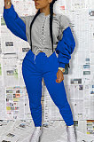 Fashion Long Sleeve Cardigan Bind Fleece Spliced  Pants Sets DR8058