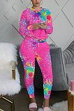 Casual Modest Simplee Tie Dye Long Sleeve Round Neck Pants Sets QQM4124