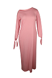 Casual Modest Simplee Long Sleeve Off Shoulder Long Dress QQM4126