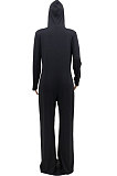 Casual Cotton Blend Long Sleeve Hooded High Waist Jumpsuits  YF8737