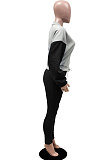 Fashion Long Sleeve Cardigan Bind Fleece Spliced  Pants Sets DR8058