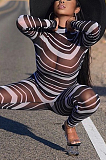 Casual see-through mesh printed jumpsuit DMM8154