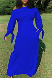 WHOLESALE | Casual Modest Simplee Long Sleeve Off Shoulder Long Dress QQM4126