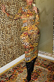 Modest Luxe Sexy Chiffon Leopard Long Sleeve Midi Dress CY1263