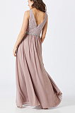 Luxe Blazer Elegant Sleeveless Deep V Neck Long Dress CCY8681