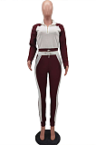 Casual Sporty Simplee Long Sleeve Contrast Panel Long Pants Sets HHM6343