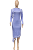 Elegant Long Sleeve Round Neck Long Dress GLS8035