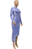 Elegant Long Sleeve Round Neck Long Dress GLS8035