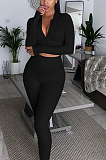 Casual Sporty Simplee Long Sleeve Deep V Neck Long Pants Sets YSS8049