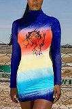 Street Polyester Round Neck Mid Waist  Leopard Pattern Set Head Dress LIN8822