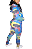 Casual Modest Simplee Pop Art Print Long Sleeve Hoodie Capris Pants Sets F8301