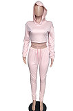 Fashion Sexy Pure Color Halterneck Long Sleeve Two-Piece LIN8833